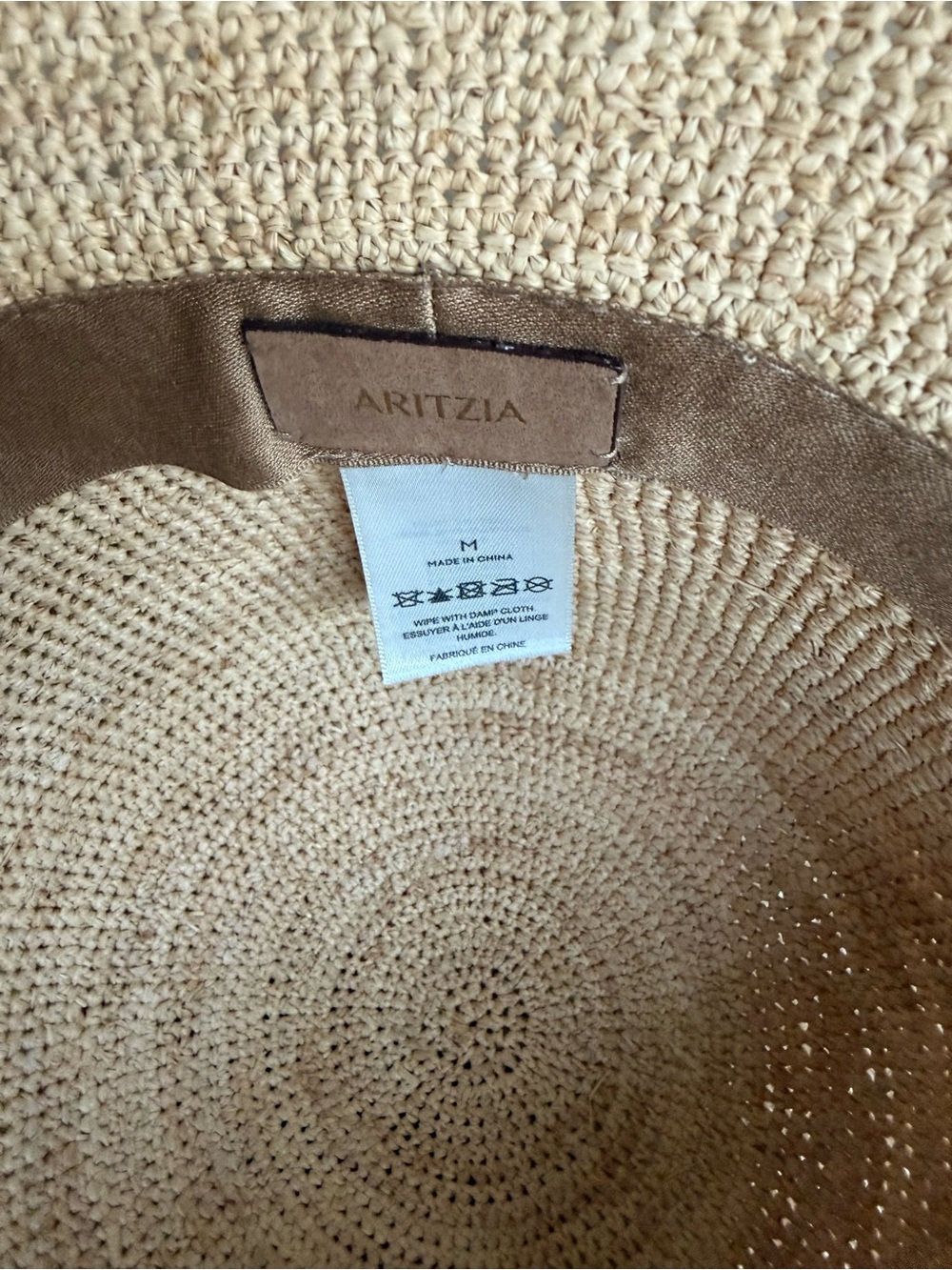 NWOT Aritzia, packable handmade sunbeam rafia short-brim straw hat, Medium - Picture 7 of 9